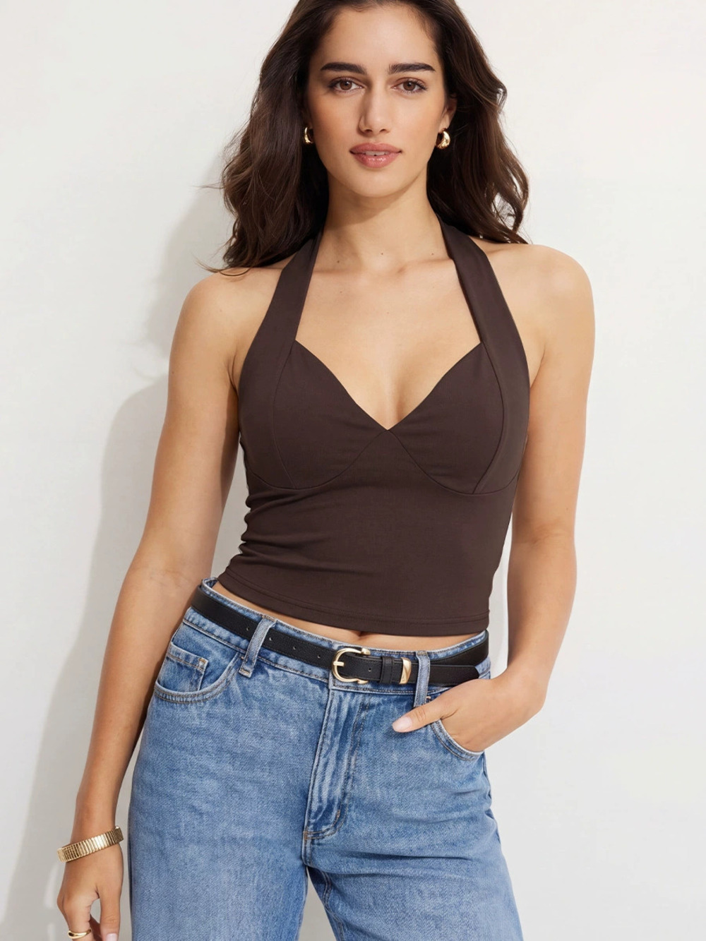 ZARA Sexy Solid Color Halter Neck Tank Top Summer Women Sleeveless Camisole